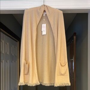 New Lilly Pulitzer Lightweight Tan Cashmere Open Cardigan Size S